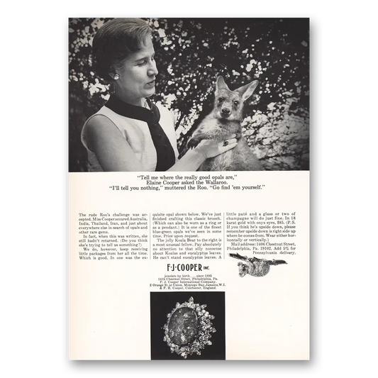 1967 F J Cooper Elaine Cooper Asked Wallaroo Vintage Magazine Print Ad