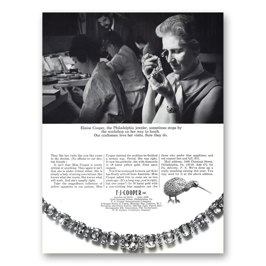 1967 F J Cooper Elaine Cooper Philadelphia Jeweler Vintage Magazine Print Ad