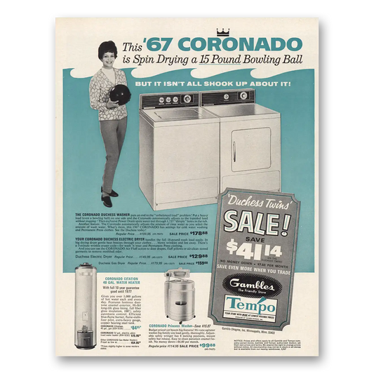 1967 Coronado Duchess Washer Coronado Duchess Spin Drying Vintage Magazine Print Ad