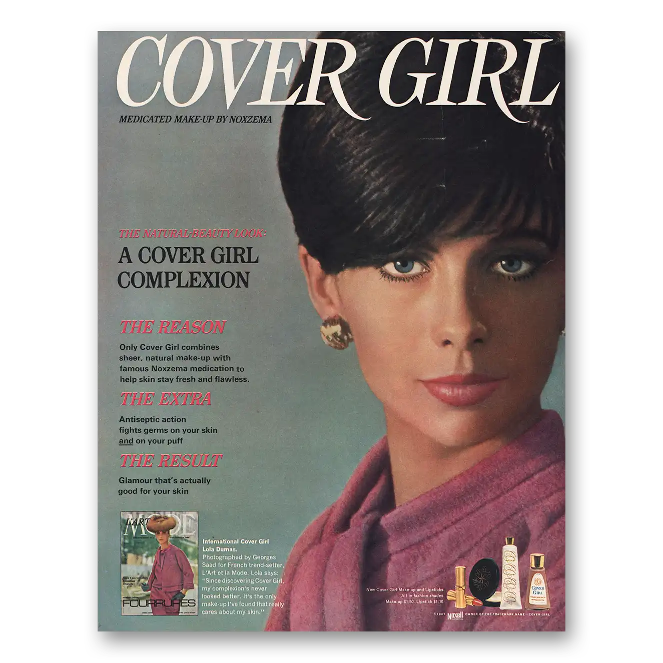 1967 Cover Girl Cover Girl Complexion Vintage Magazine Print Ad