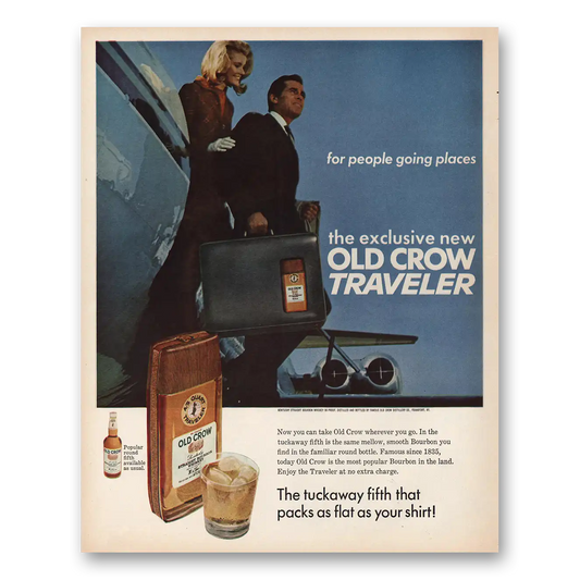 1967 Old Crow Whiskey For People Going Places Vintage Magazine Print Ad