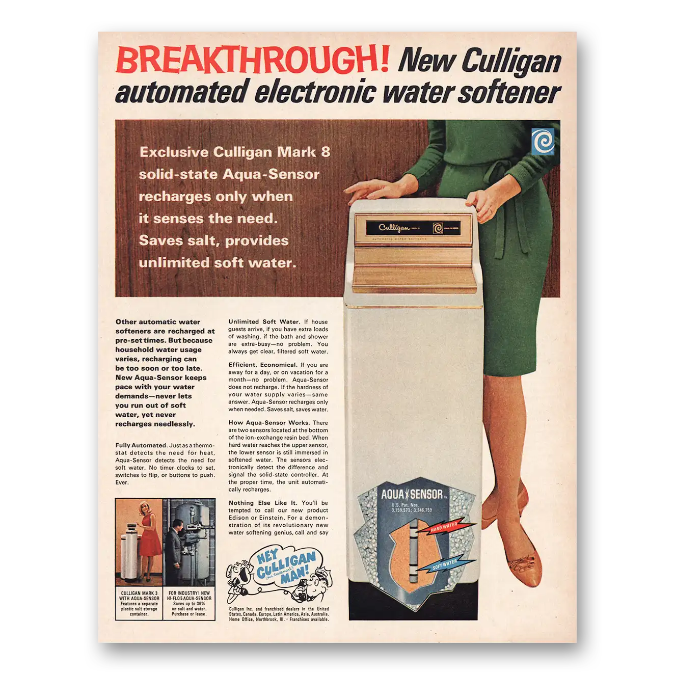 1967 Culligan Automated Electronic Water Conditioner Vintage Magazine Print Ad