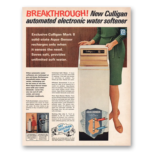 1967 Culligan Automated Electronic Water Conditioner Vintage Magazine Print Ad