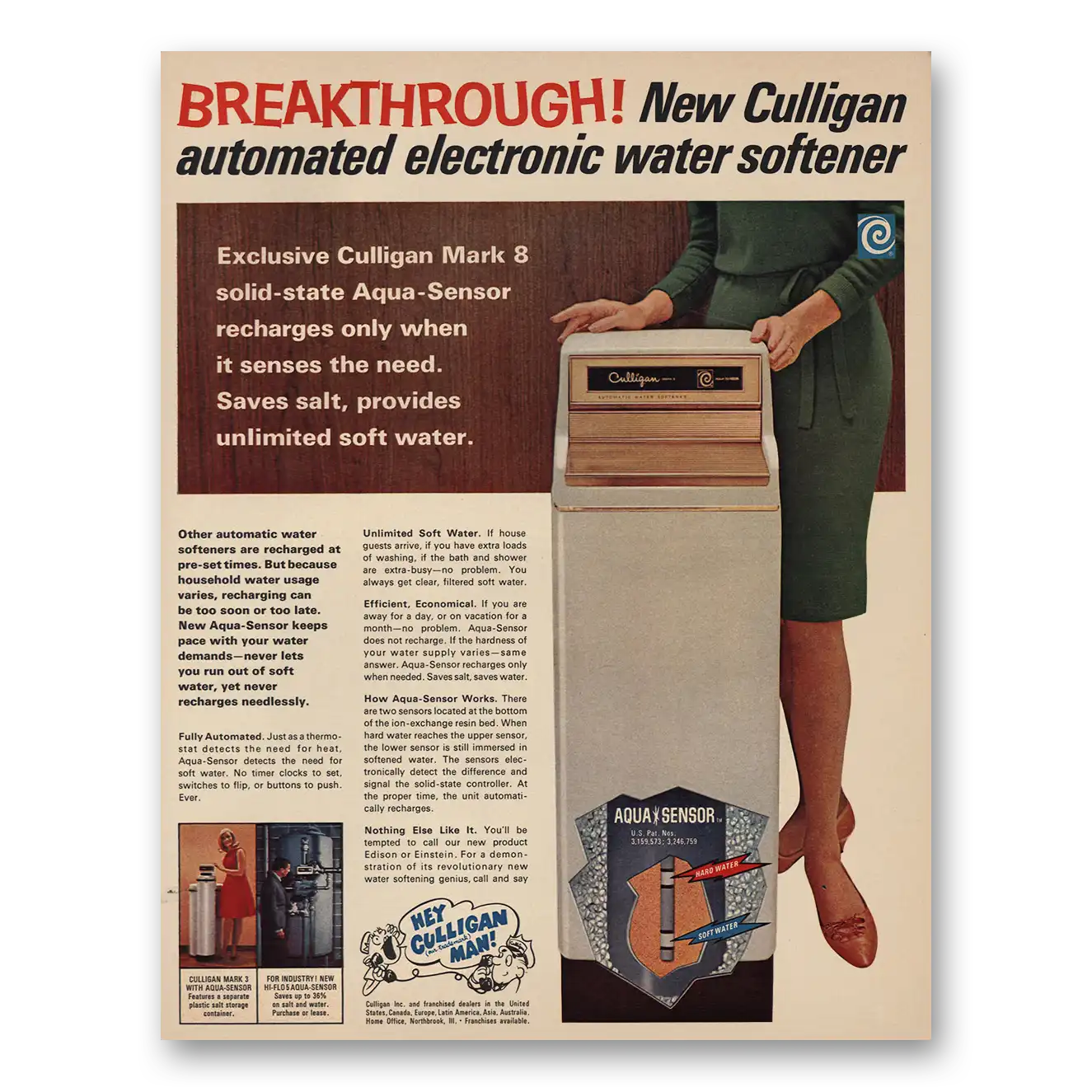 1967 Culligan Water Softener Breakthrough Vintage Magazine Print Ad