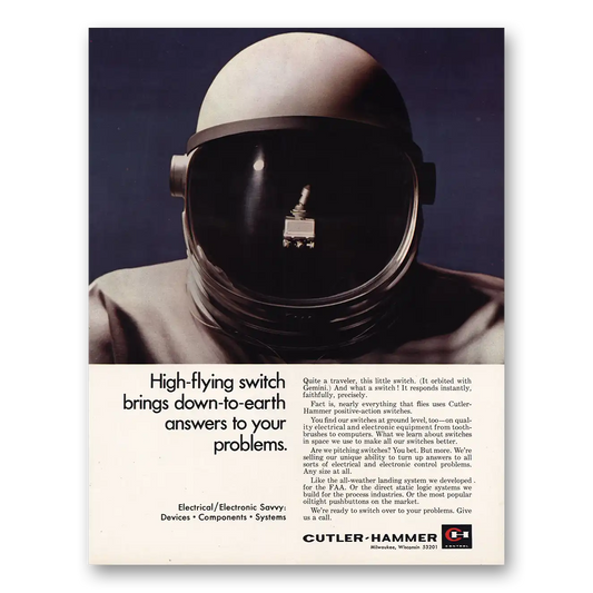 1967 Cutler Hammer High Flying Switch Brings Down to Earth Vintage Magazine Print Ad