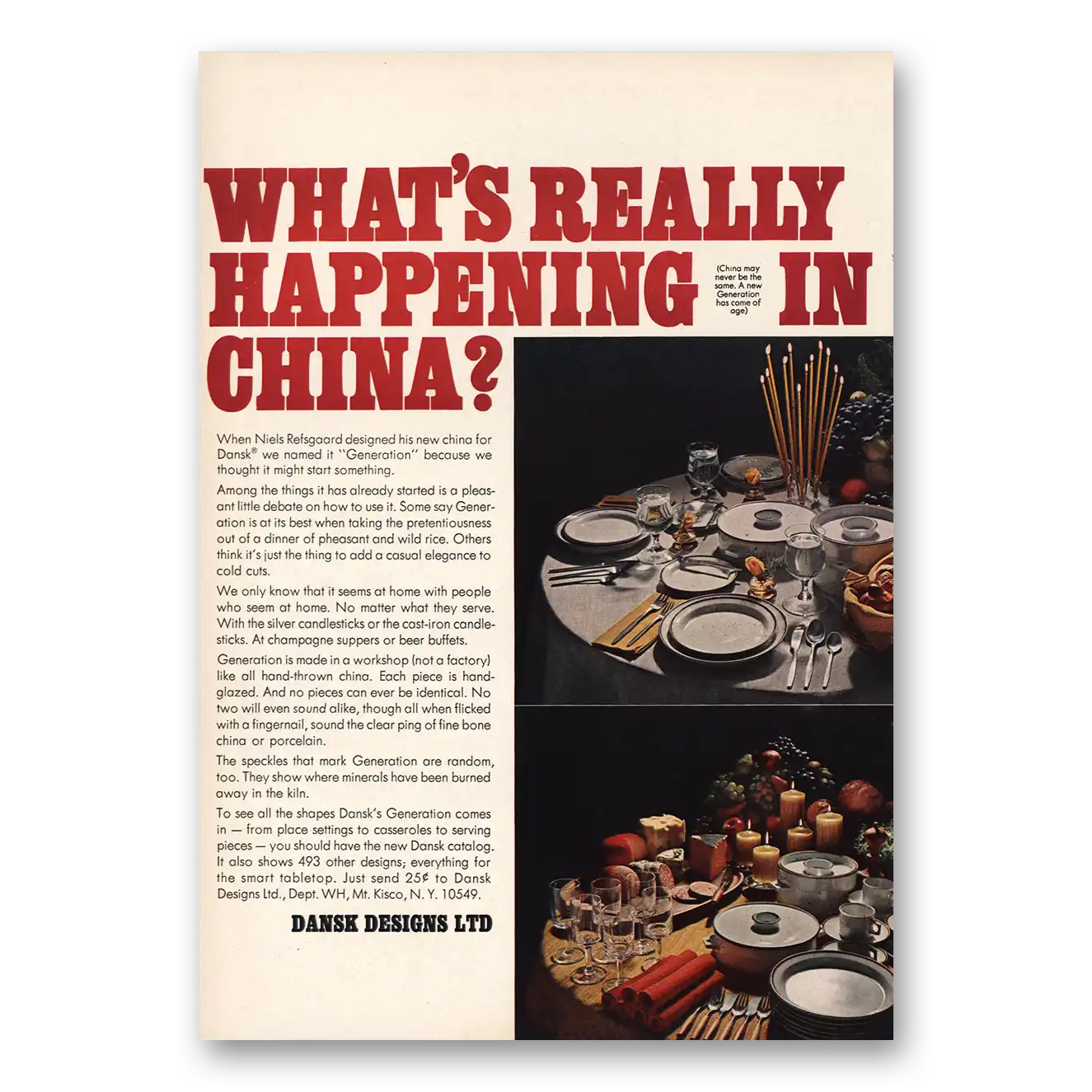 1967 Dansk Happening In China Vintage Magazine Print Ad