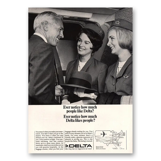 1967 Delta Air Lines Ever Notice How Much People Like Delta Vintage Magazine Print Ad