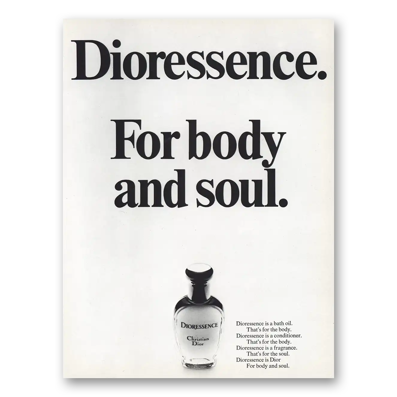 1967 Christian Dior Perfumes Dioressence Body and Soul Vintage Magazine Print Ad