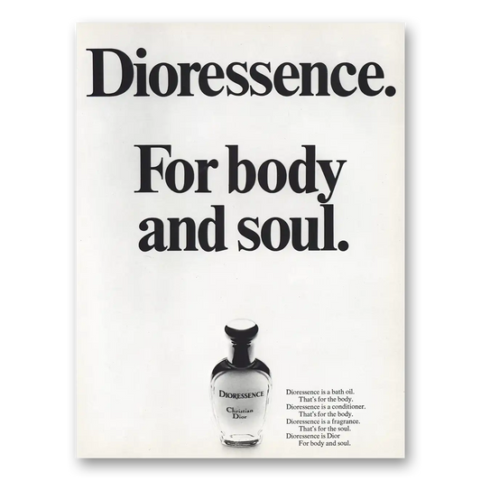 1967 Christian Dior Perfumes Dioressence Body and Soul Vintage Magazine Print Ad