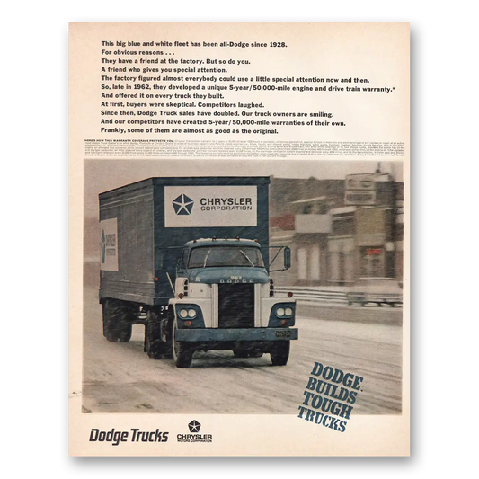 1967 Dodge Trucks Big Blue and White Fleet Vintage Magazine Print Ad