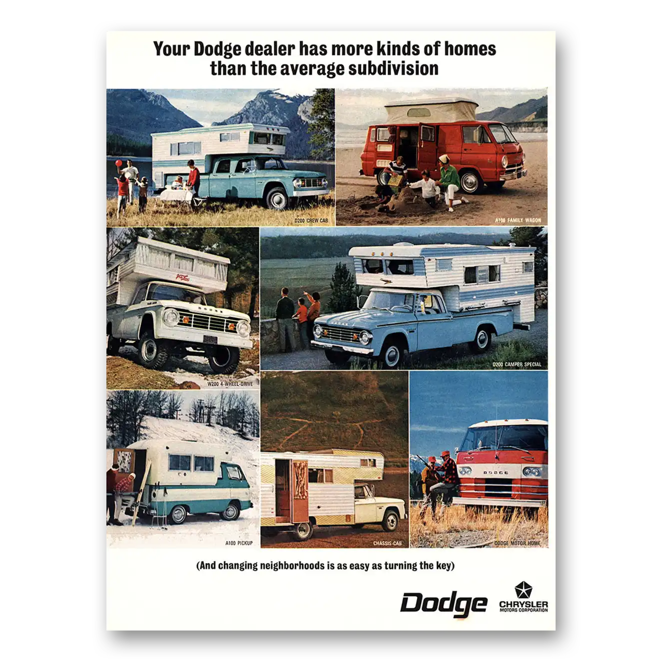 1967 Dodge Camper More Kinds of Homes Than the Average Subdivision Vintage Magazine Print Ad