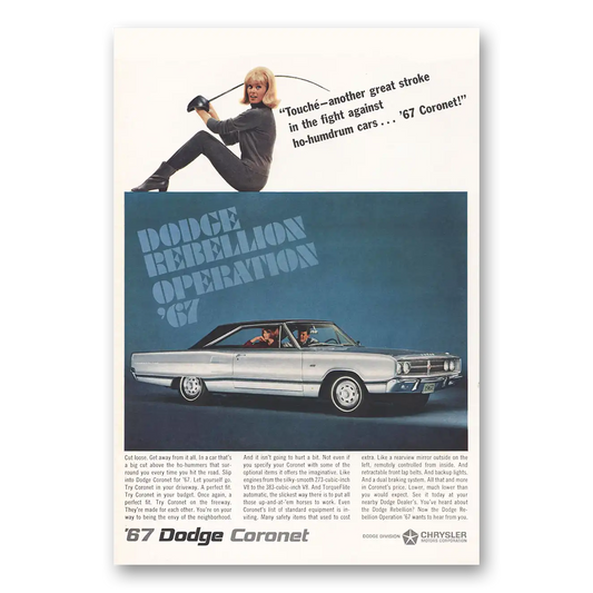 1966 Dodge Coronet Touche Another Great Stroke Ho Humdrum Cars Vintage Magazine Print Ad