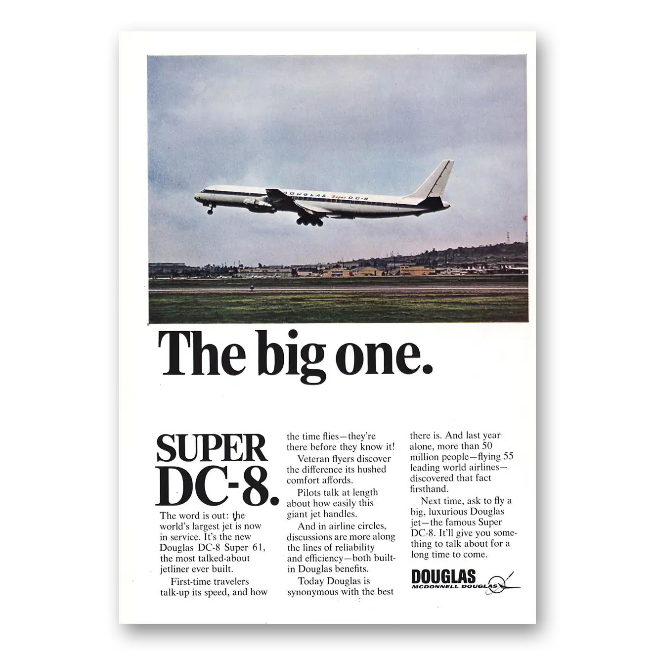 1967 Douglas DC8 The Big One Vintage Magazine Print Ad