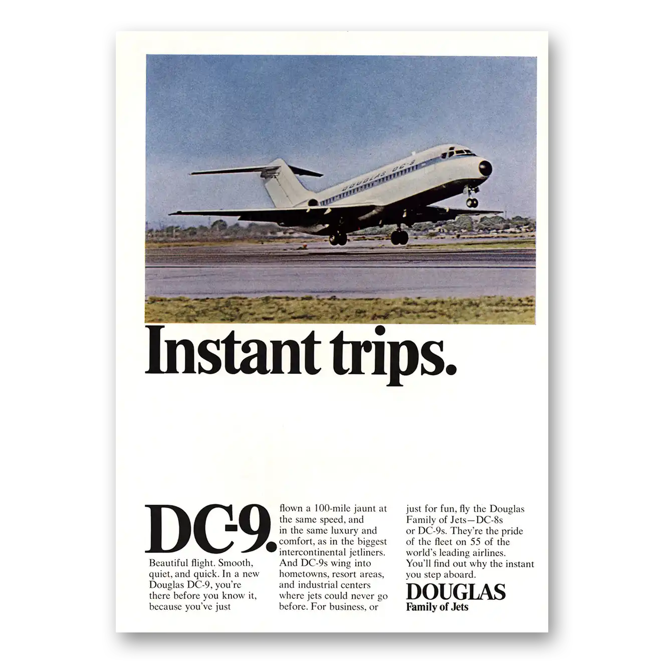 1967 Douglas DC9 Instant Trips Vintage Magazine Print Ad