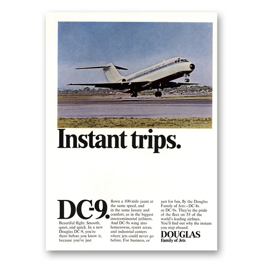 1967 Douglas DC9 Instant Trips Vintage Magazine Print Ad