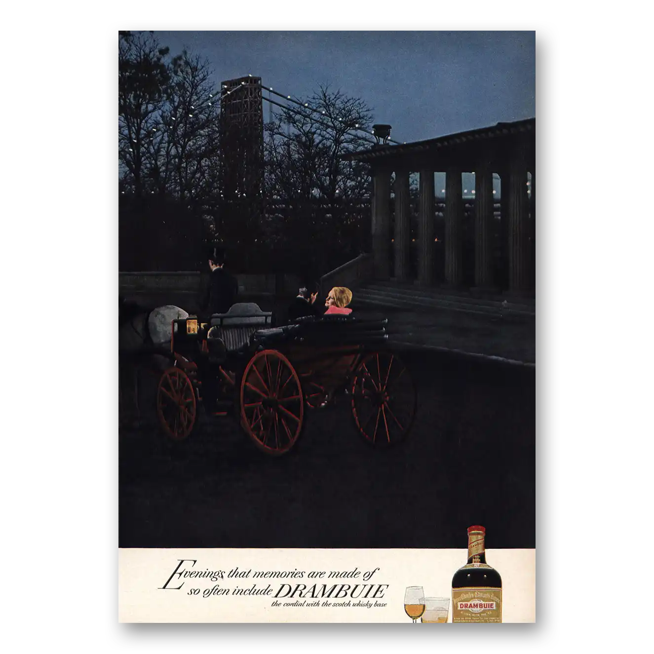 1967 Drambuie Carriage and Bridge Vintage Magazine Print Ad