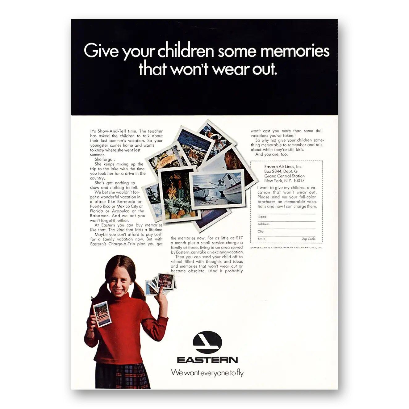 1967 Eastern Airlines Give Your Children Some Memories Vintage Magazine Print Ad