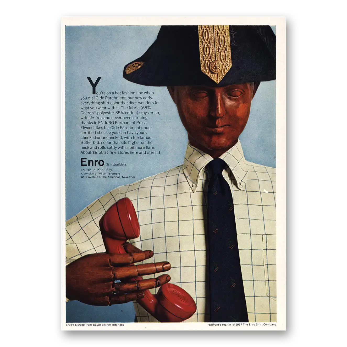 1967 Enro Shirts Hot Fashion Line Vintage Magazine Print Ad