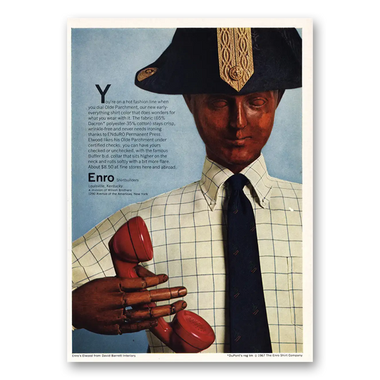 1967 Enro Shirts Hot Fashion Line Vintage Magazine Print Ad