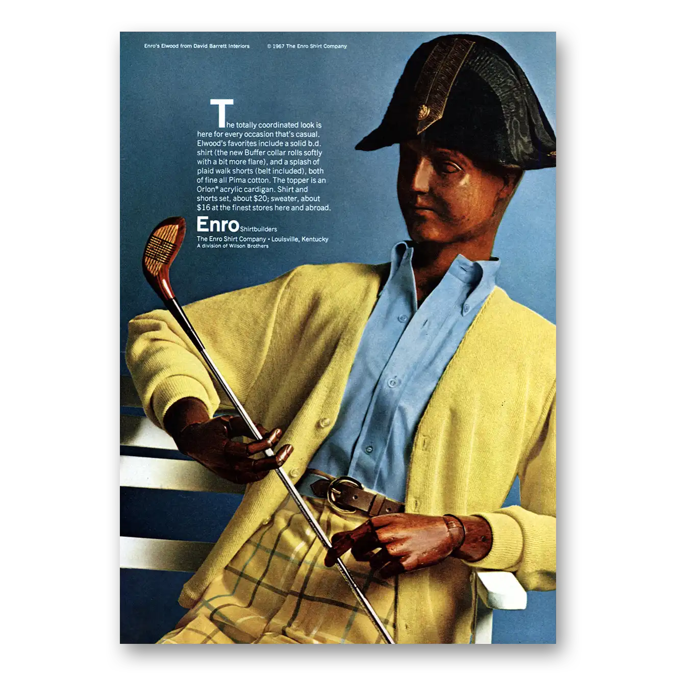 1967 Enro Shirts Totally Coordinated Look Vintage Magazine Print Ad