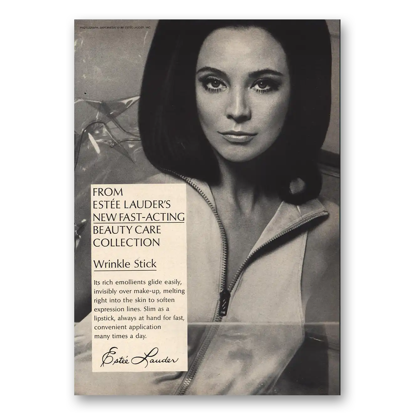 1967 Estee Lauder Wrinkle Stick Vintage Magazine Print Ad