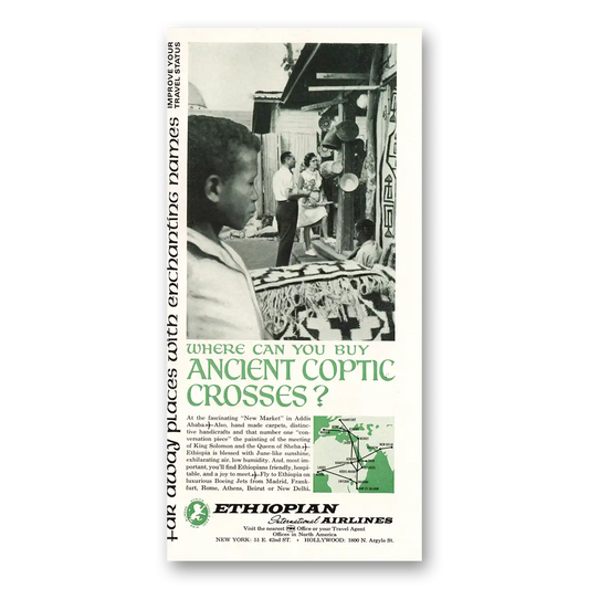 1967 Ethiopian Airlines Ancient Coptic Crosses Vintage Magazine Print Ad