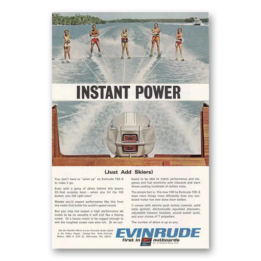 1967 Evinrude Water Skiers Vintage Magazine Print Ad