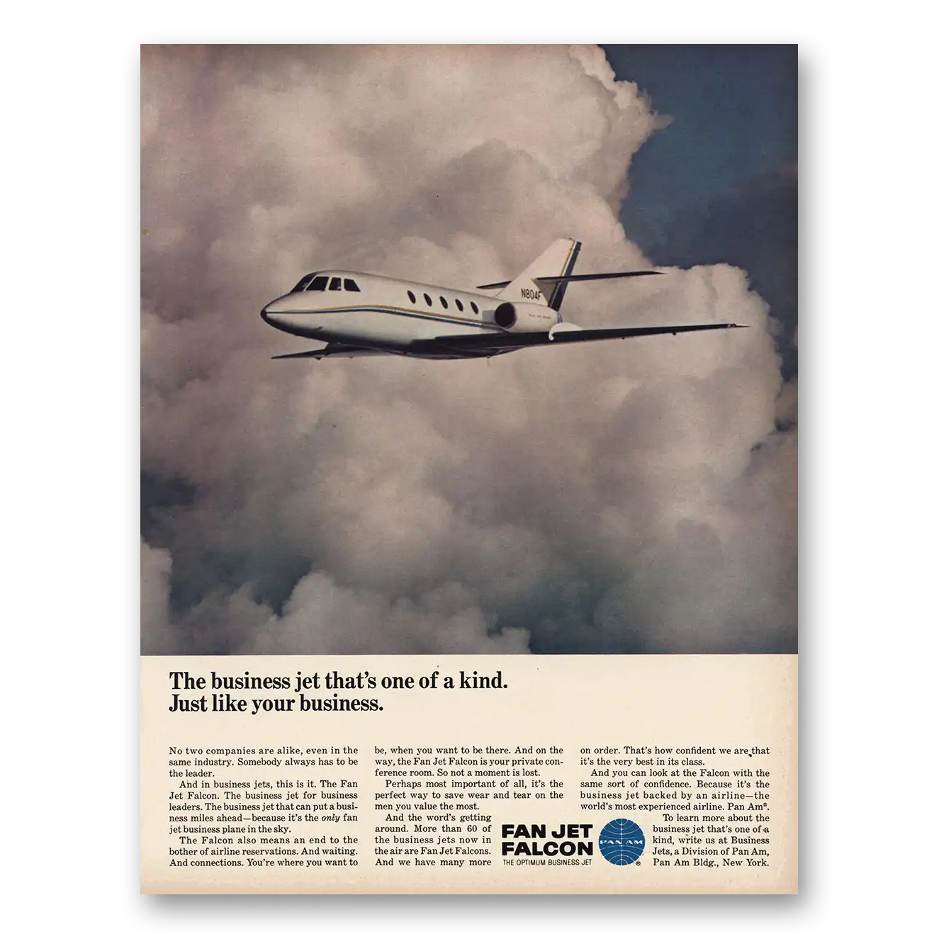 1967 Fan Jet Falcon Business Jet Vintage Magazine Print Ad