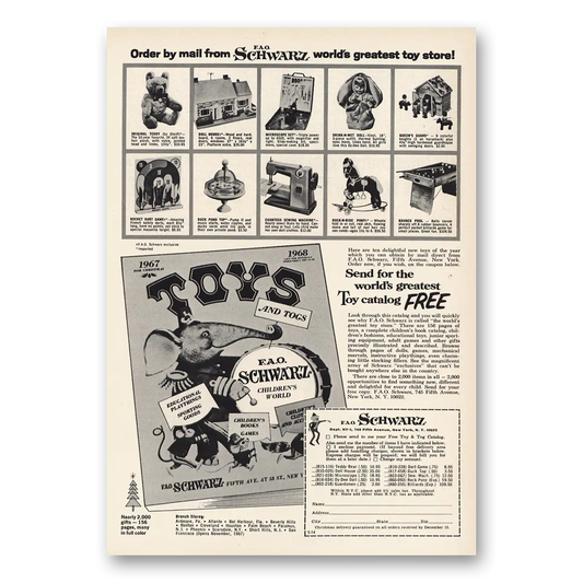 1967 FAO Schwarz Worlds Greatest Toy Store Vintage Magazine Print Ad