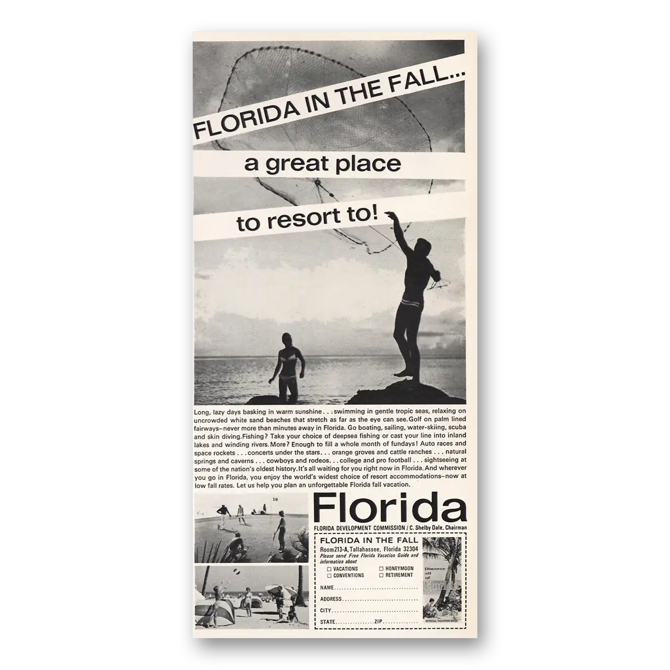 1967 Florida In the Fall Great Place Vintage Magazine Print Ad