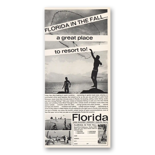 1967 Florida In the Fall Great Place Vintage Magazine Print Ad