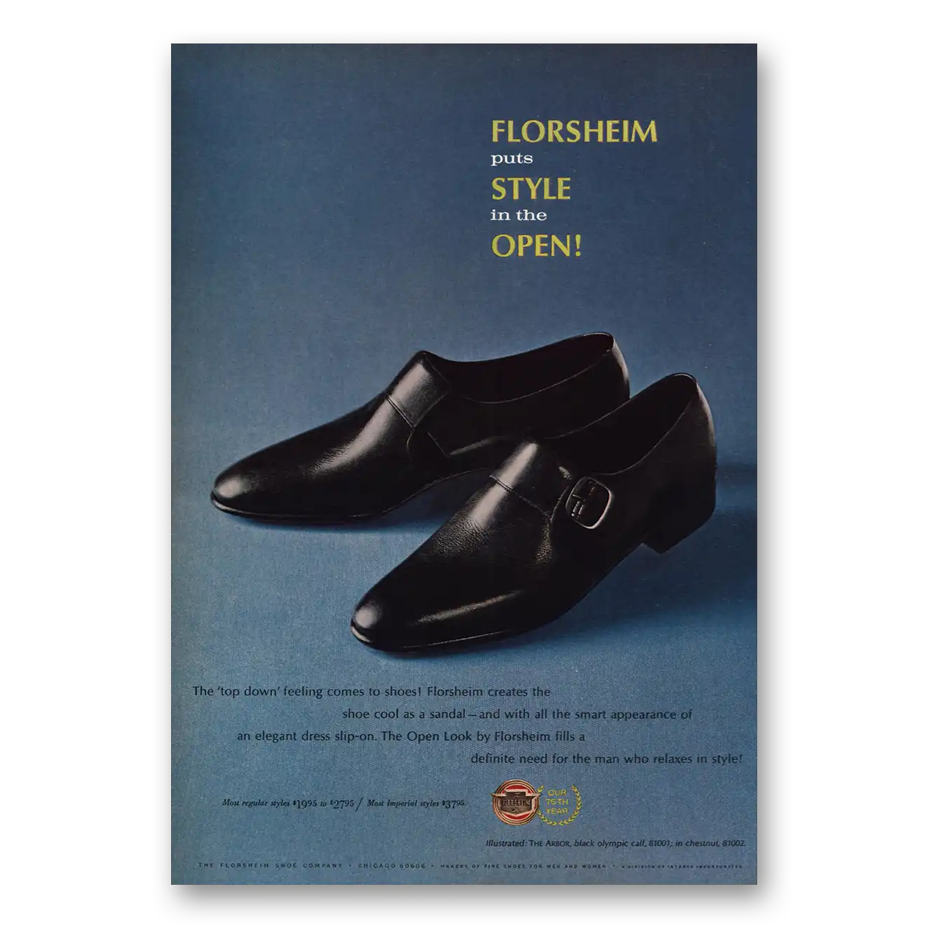 1967 Florsheim Shoes Style In the Open Vintage Magazine Print Ad