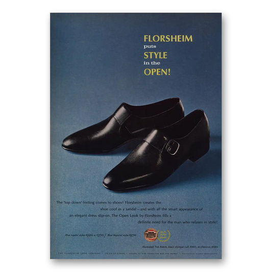 1967 Florsheim Shoes Style In the Open Vintage Magazine Print Ad