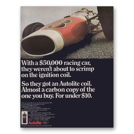 1967 Autolite Spark Plugs Racing Car Vintage Magazine Print Ad