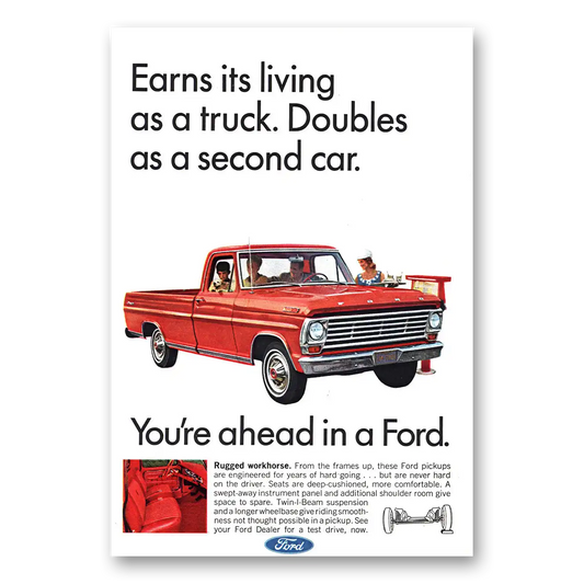 1967 Ford Pickup Earns Its Living As a Truck Vintage Magazine Print Ad