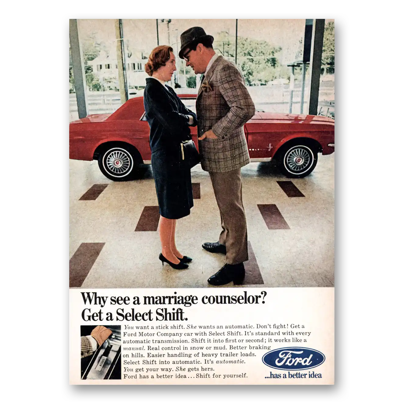 1967 Ford Why See a Marriage Counselor Vintage Magazine Print Ad