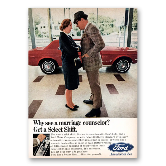 1967 Ford Why See a Marriage Counselor Vintage Magazine Print Ad