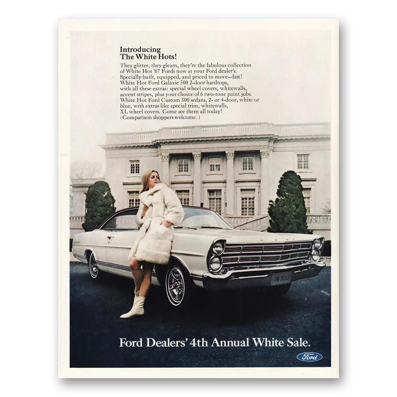 1967 Ford Galaxie Introducing the White Hots Vintage Magazine Print Ad