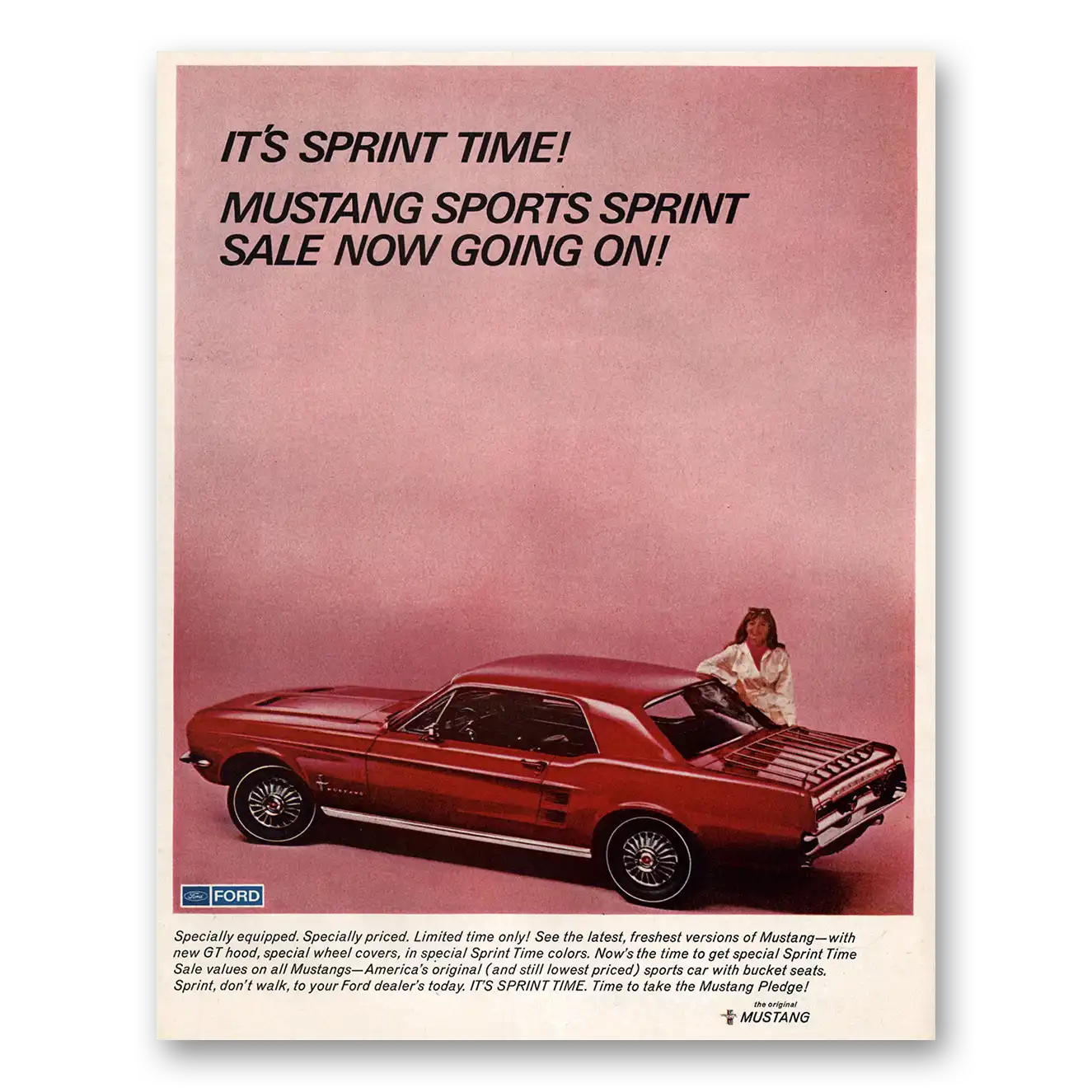 1967 Ford Mustang Sports Sprint Time Vintage Magazine Print Ad