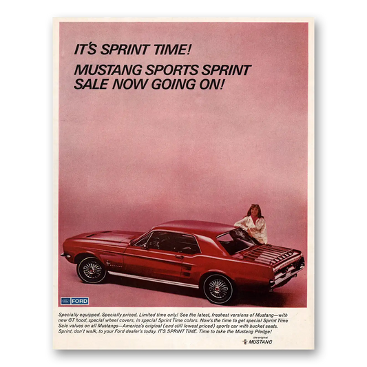 1967 Ford Mustang Sports Sprint Time Vintage Magazine Print Ad