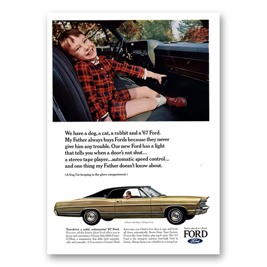 1967 Ford LTD We Have a Dog Cat Rabbit Vintage Magazine Print Ad