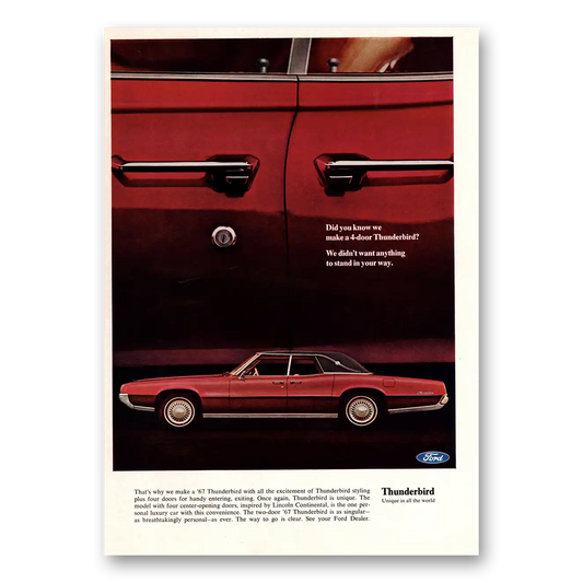 1967 Ford Thunderbird Did You Know We Make 4 Door Vintage Magazine Print Ad