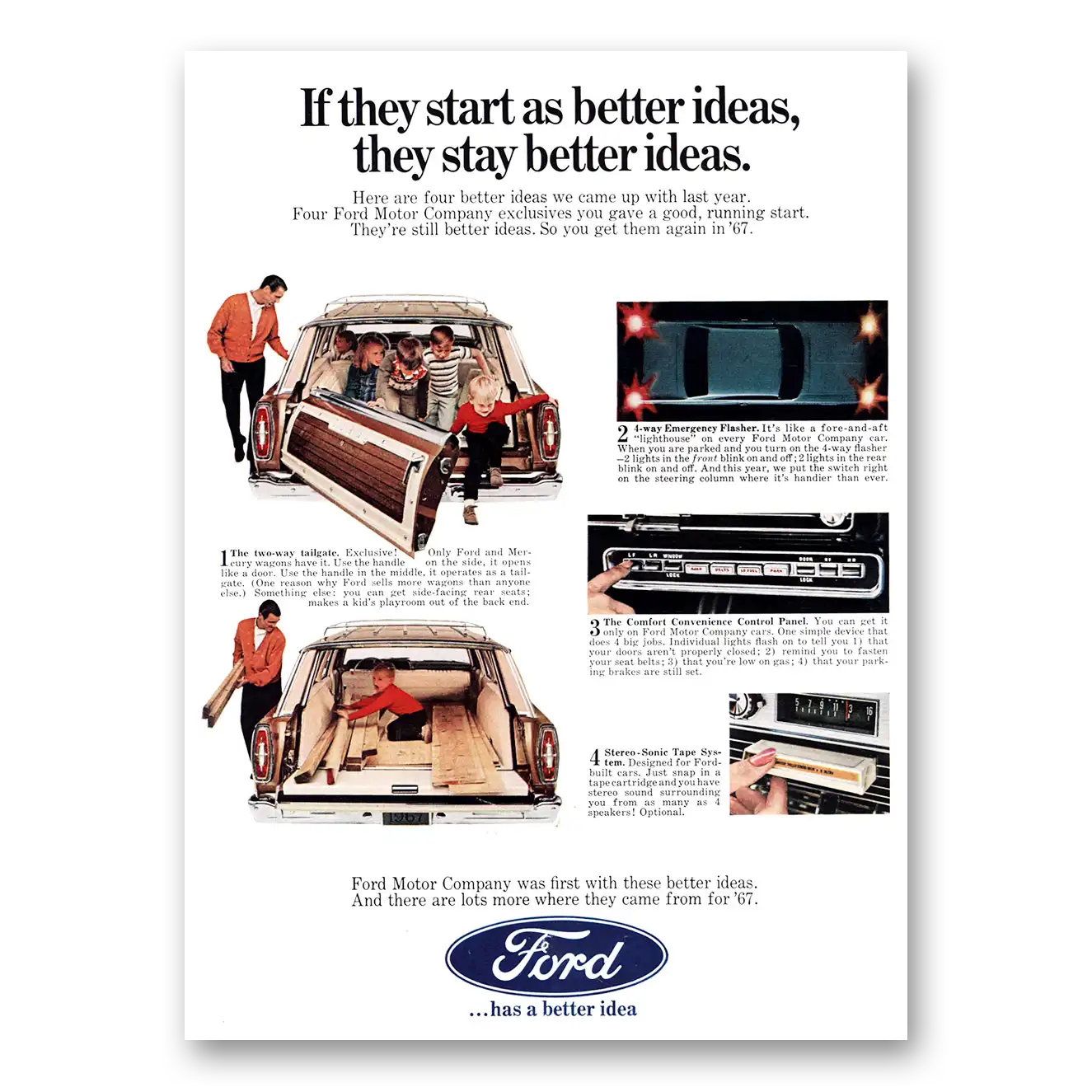 1967 Ford Wagons They Start As Better Ideas Vintage Magazine Print Ad