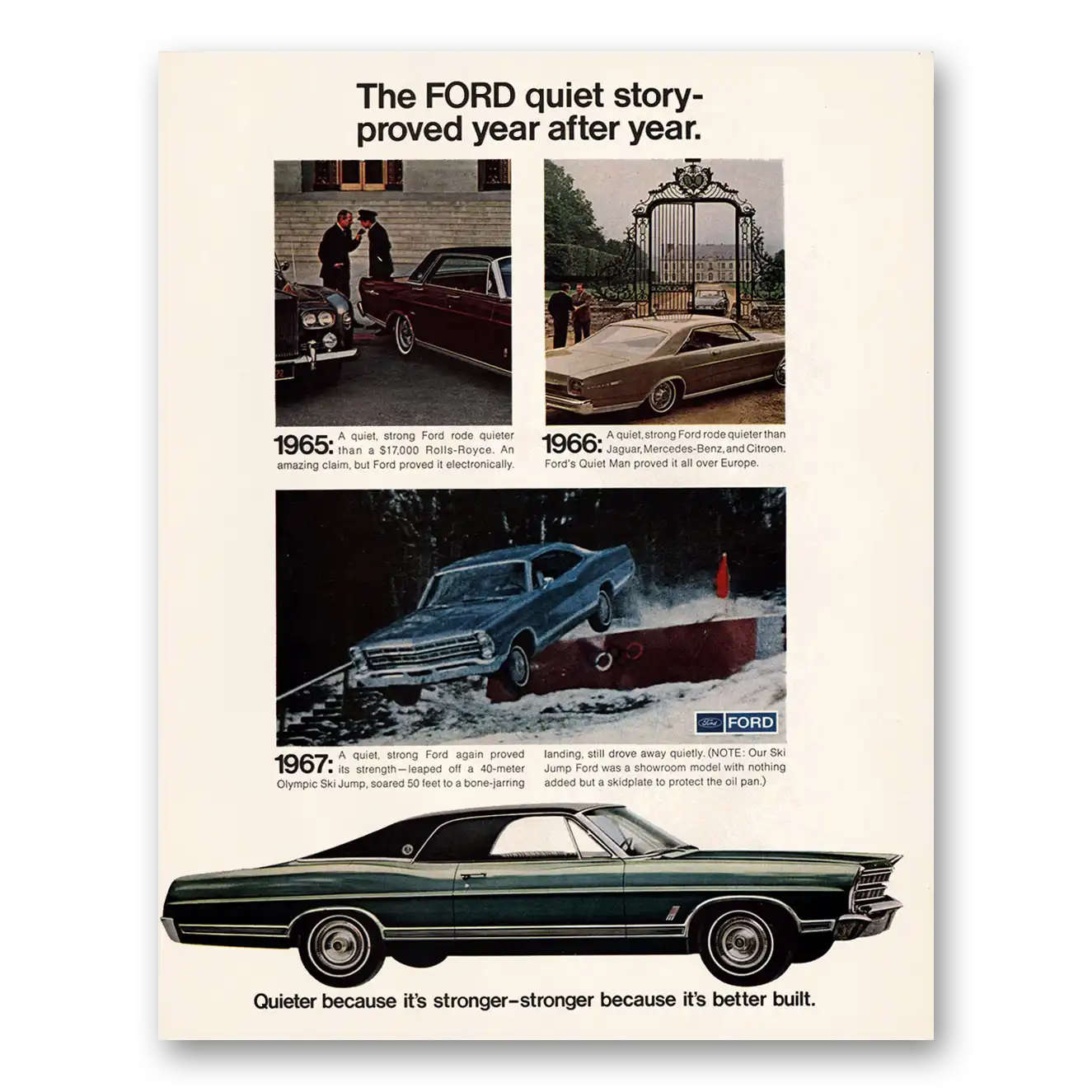 1967 Ford Quiet Story Proved Year After Year Vintage Magazine Print Ad