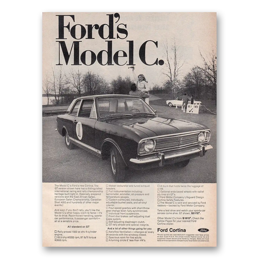 1967 Ford Cortina Model C Vintage Magazine Print Ad