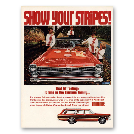 1967 Ford Fairlane Feeling Runs In the Fairlane Family Vintage Magazine Print Ad