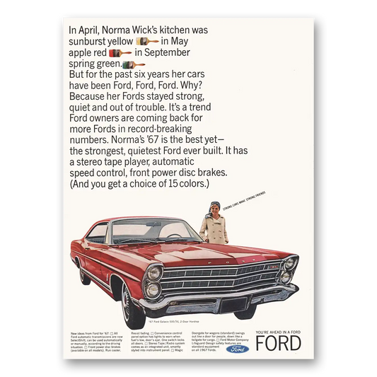 1966 Ford Galaxie Norma Wicks Kitchen Was Sunburst Yellow Vintage Magazine Print Ad