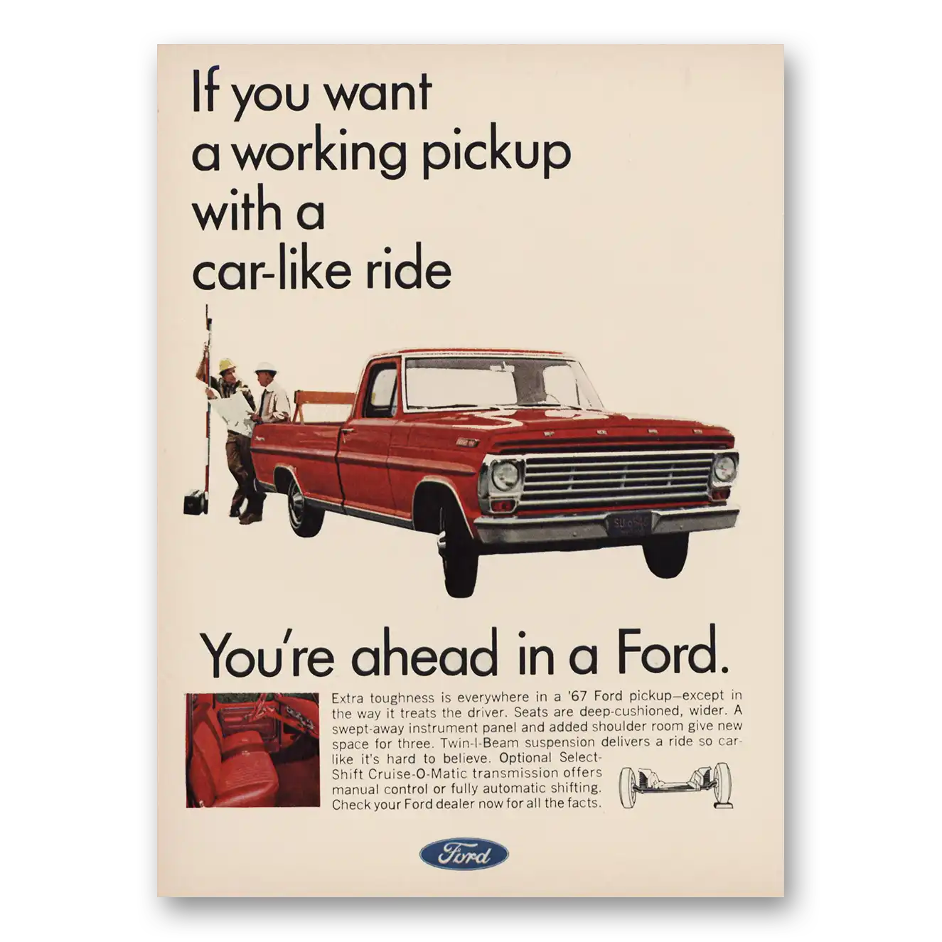 1967 Ford Pickup You Want a Working Pickup Vintage Magazine Print Ad