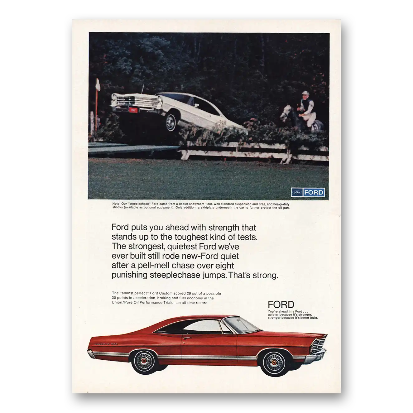 1967 Ford Custom Steeplechase Puts You Ahead Vintage Magazine Print Ad