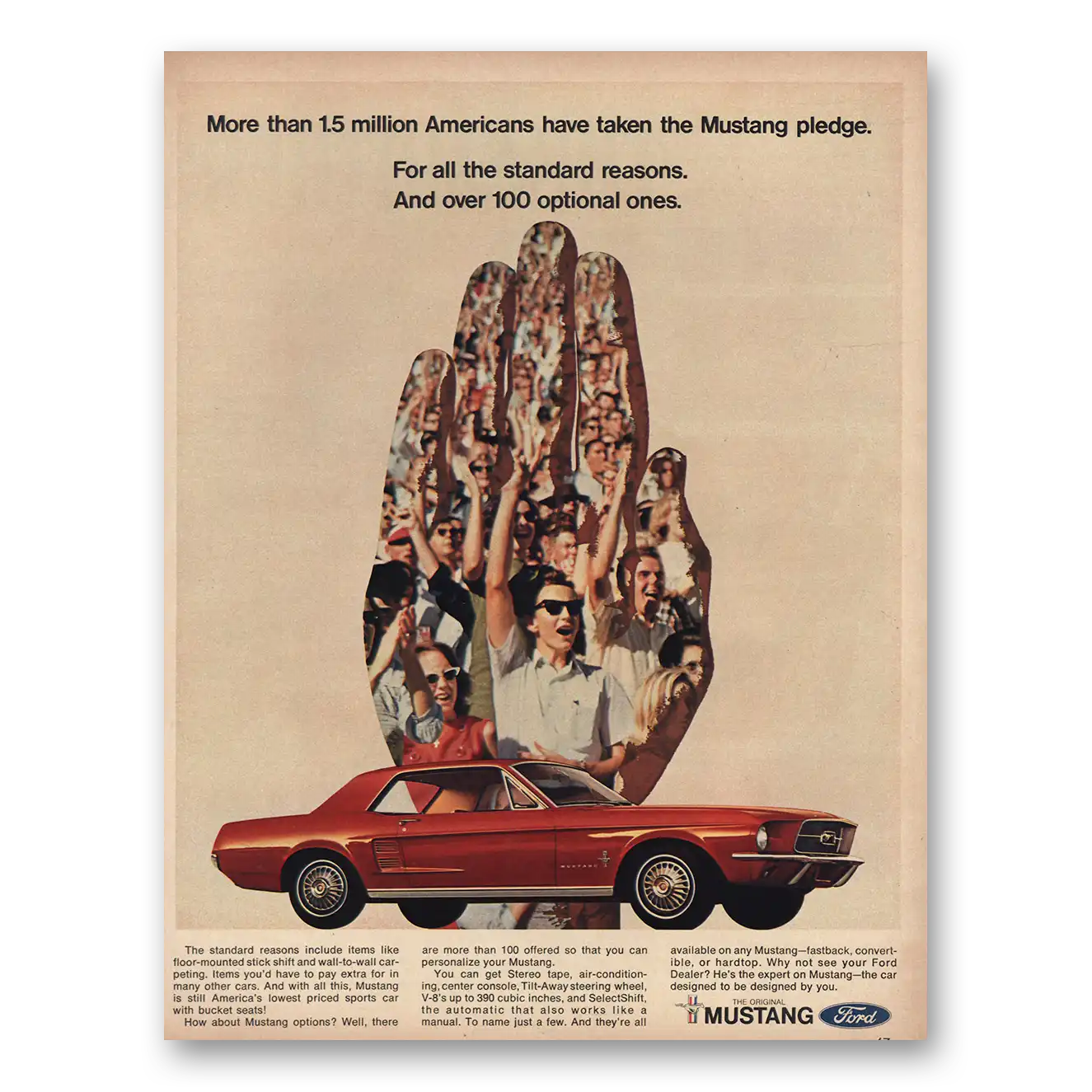 1967 Ford Mustang Americans Take Mustang Pledge Vintage Magazine Print Ad